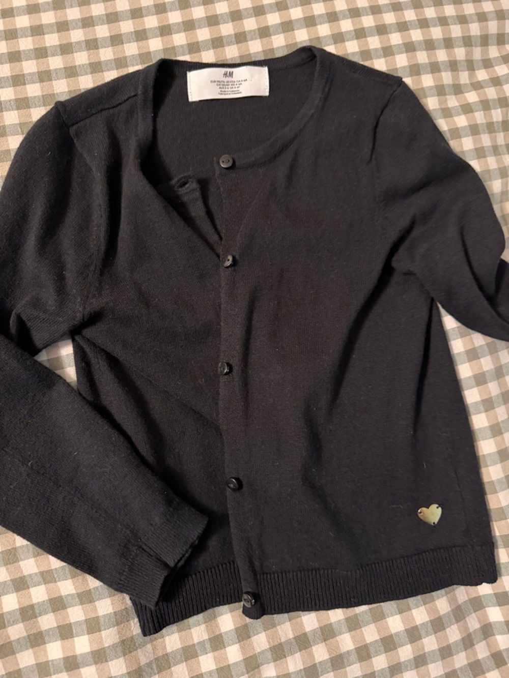 H&M Black Girls' Cardigan with Gold Heart Detail